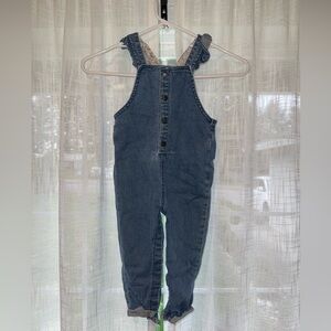 Kids 24m Girls Carters Blue 99% Cotton Denim Overall Pants Floral 35623